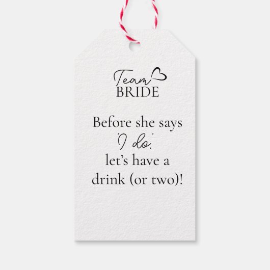 Team Bride Bottle Labels – Leuke vrijgezellenfeest Cadeaulabel (Achterkant)