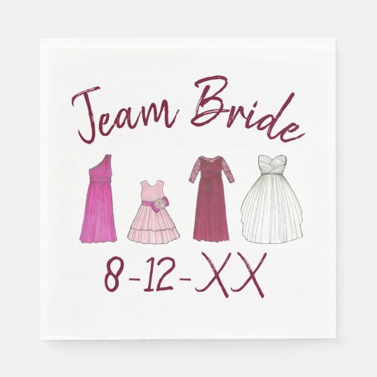TEAM BRIDE Bridal Party Bridesmaid Flowergirl Servet (Voorkant)