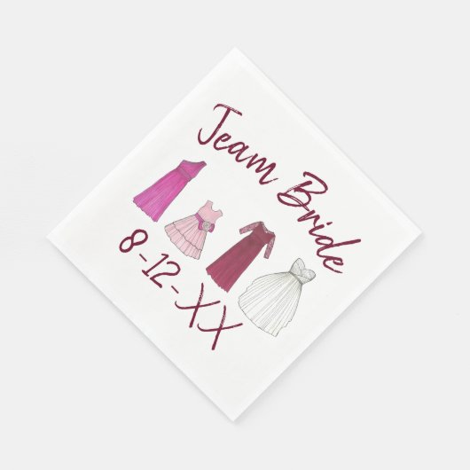 TEAM BRIDE Bridal Party Bridesmaid Flowergirl Servet (Hoek)