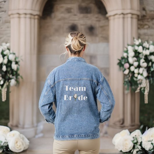 Team Bride - Bruids Party Wit Glittery Look Roos Denim Jacket