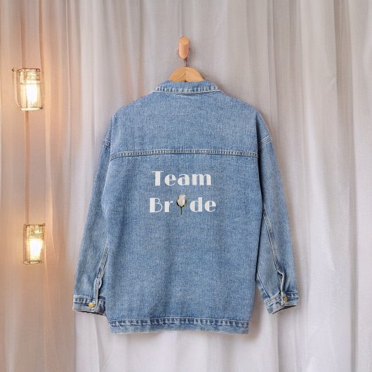 Team Bride - Bruids Party Wit Glittery Look Roos Denim Jacket