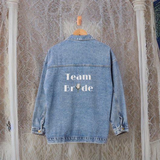 Team Bride - Bruids Party Wit Glittery Look Roos Denim Jacket