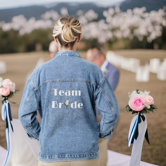 Team Bride - Bruids Party Wit Glittery Look Roos Denim Jacket