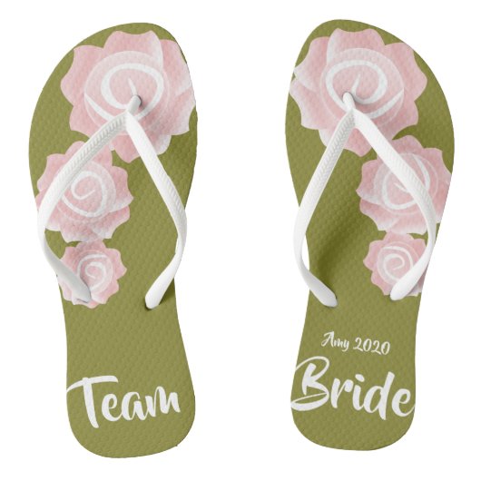 Team Bride bruiloft Roos Teenslippers (Voetbed)