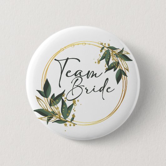 Team Bride Button met gouden inscriptie (Voorkant)