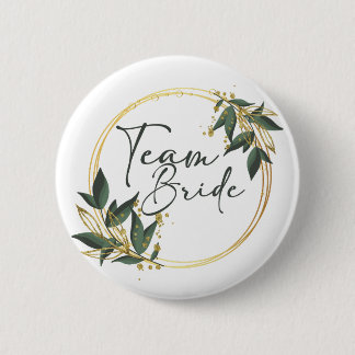 Team Bride Button met gouden inscriptie