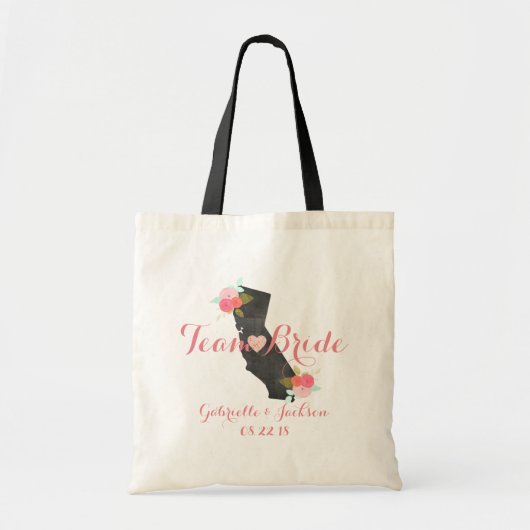 Team Bride California State Wedding Bruidsmeisje Tote Bag (Voorkant)