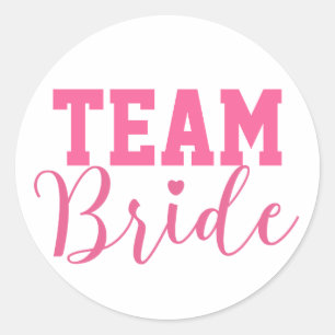 Team Bride Classy Pink Script Ronde Sticker