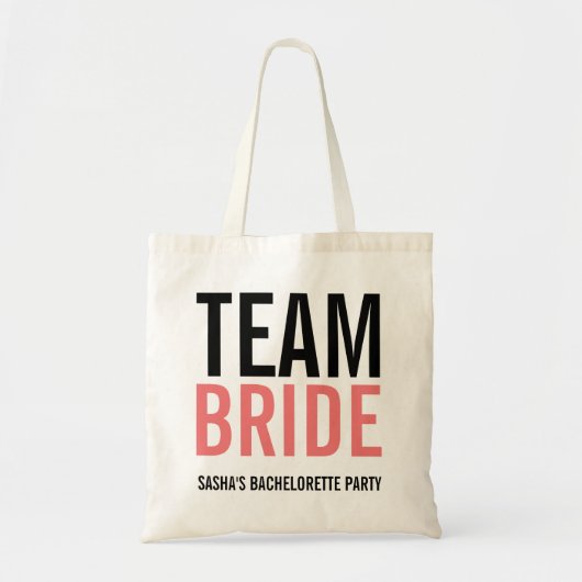 Team Bride Coral Bachelorette Tote Bag (Voorkant)