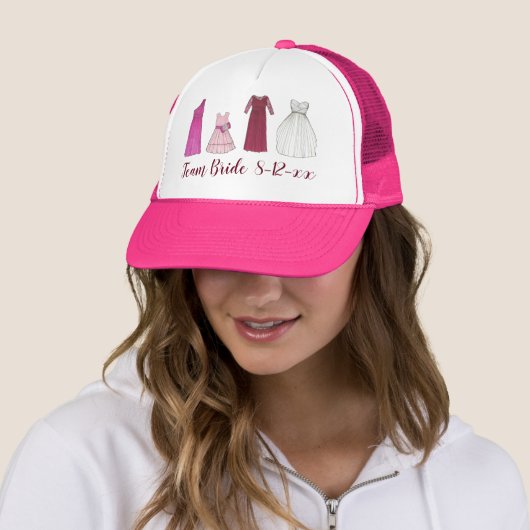 TEAM BRIDE Custom Wedding Date Bridal Party Gown Trucker Pet (In situ)