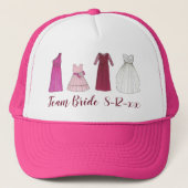 TEAM BRIDE Custom Wedding Date Bridal Party Gown Trucker Pet (Voorkant)