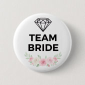 Team Bride Diamond and Flowers Button Pin (Voorkant)
