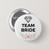 Team Bride Diamond and Flowers Button Pin (Voorkant /achterkant)