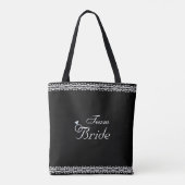 Team Bride, Diamond Ring & White Lace op Black Tote Bag (Achterkant)