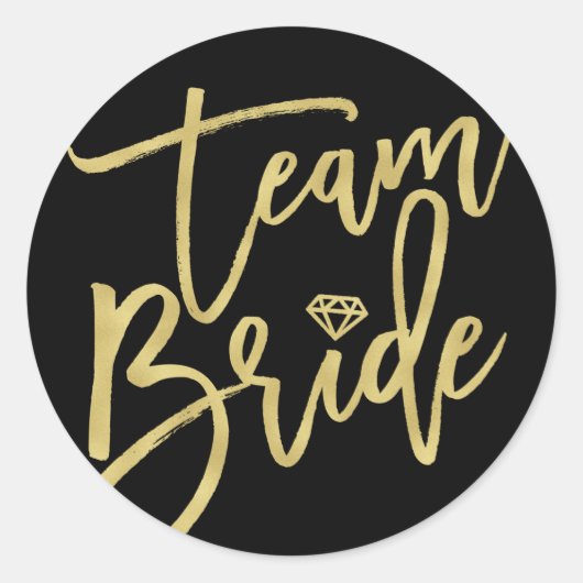 Team Bride Diamond Stylish Bridal Party Wedding Ronde Sticker (Voorkant)