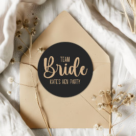 Team Bride Elegant Bachelorette Party Ronde Sticker