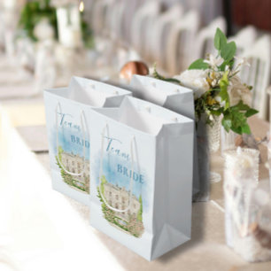 Team Bride Elegant Locatie Bloemen Fontein blauw Medium Cadeauzakje