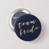 Team Bride | Faux Gold Script White Ronde Button 5,7 Cm (Voorkant /achterkant)