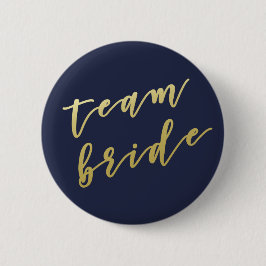 Team Bride | Faux Gold Script White Ronde Button 5,7 Cm