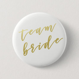 Team Bride | Faux Gold Script White Ronde Button 5,7 Cm