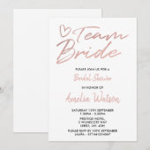 Team Bride Faux rosegold vrijgezellenfeest nodigt  Kaart (Voorkant / Achterkant)