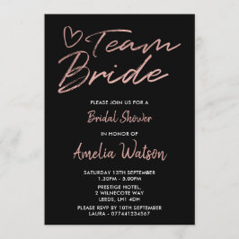 Team Bride Faux rosegold vrijgezellenfeest nodigt  Kaart