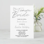 Team Bride Faux Silver vrijgezellenfeest nodigt ui Kaart (Staand voorkant)