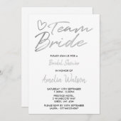 Team Bride Faux Silver vrijgezellenfeest nodigt ui Kaart (Voorkant / Achterkant)