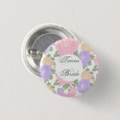 Team Bride, floral Ronde Button 3,2 Cm (Voorkant /achterkant)