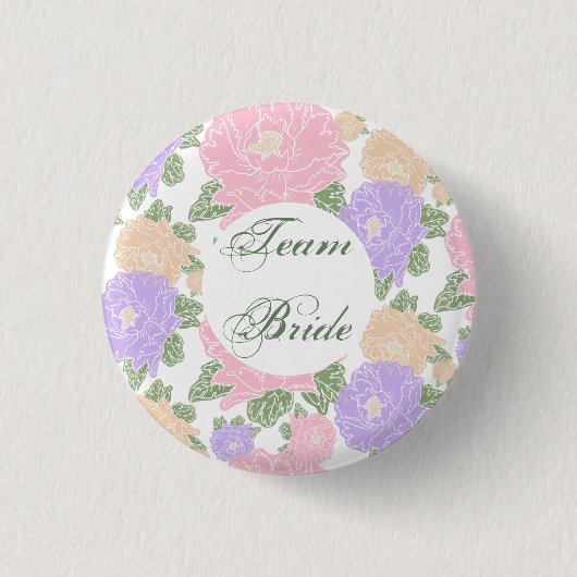 Team Bride, floral Ronde Button 3,2 Cm (Voorkant)