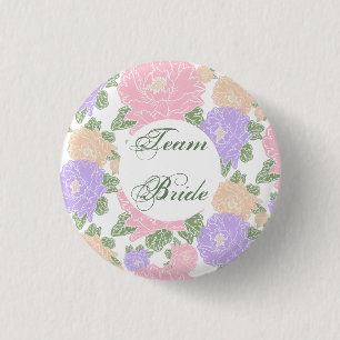 Team Bride, floral Ronde Button 3,2 Cm