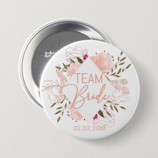 TEAM BRIDE FLORAL RONDE BUTTON 7,6 CM (Voorkant /achterkant)