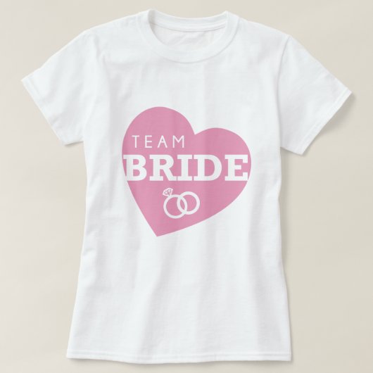Team Bride Gepersonaliseerde Party Roze Hart Topje T-shirt (Design voorkant)