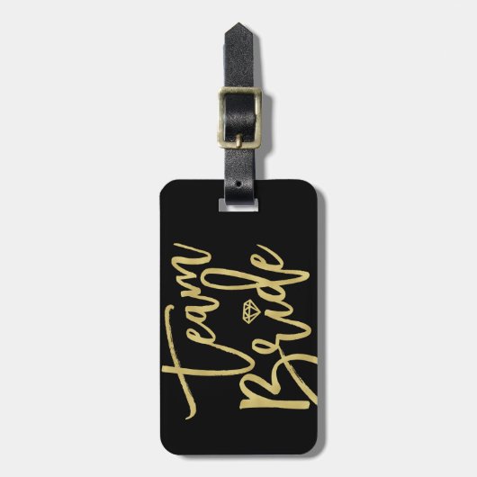 Team Bride Gold Diamond Bridal Party Bagagelabel (Voorkant verticaal)