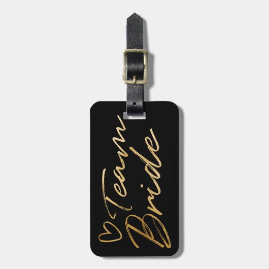 Team Bride - Gold faux foil bagagelabel (Voorkant verticaal)