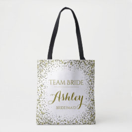 Team Bride Gold Glitter Confetti Stippen Tote Bag