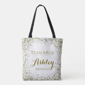 Team Bride Gold Glitter Confetti Stippen Tote Bag (Achterkant)