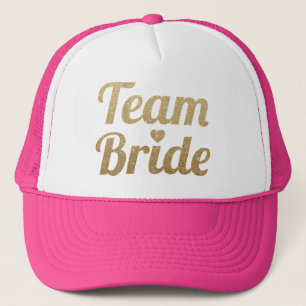 Team Bride Gold Glitter Hot Pink Trucker Hat Trucker Pet