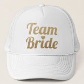 Team Bride Gold Glitter White Mesh Trucker Hat Pet (Voorkant)