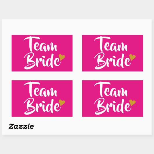 Team Bride Gold Heart Rechthoekige Sticker (Vel)
