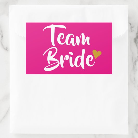 Team Bride Gold Heart Rechthoekige Sticker (Tas)