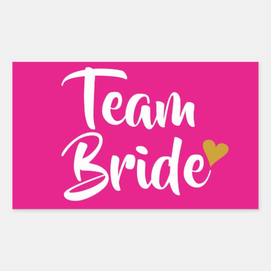 Team Bride Gold Heart Rechthoekige Sticker (Voorkant)