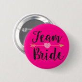 Team Bride|Hot Pink Ronde Button 5,7 Cm (Voorkant /achterkant)