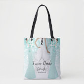 Team Bride in Blauwgroen Tote Bag (Voorkant)
