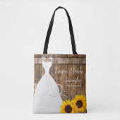 Team Bride in Rustige zonnebloemstijl Tote Bag (Voorkant)