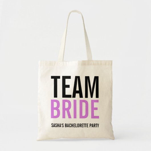 Team Bride Lila Bachelorette Party Tote Bag (Voorkant)