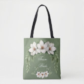 Team Bride Magnolia Winter Wedding Pine Tree Tote Bag (Voorkant)