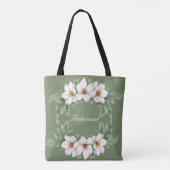Team Bride Magnolia Winter Wedding Pine Tree Tote Bag (Achterkant)