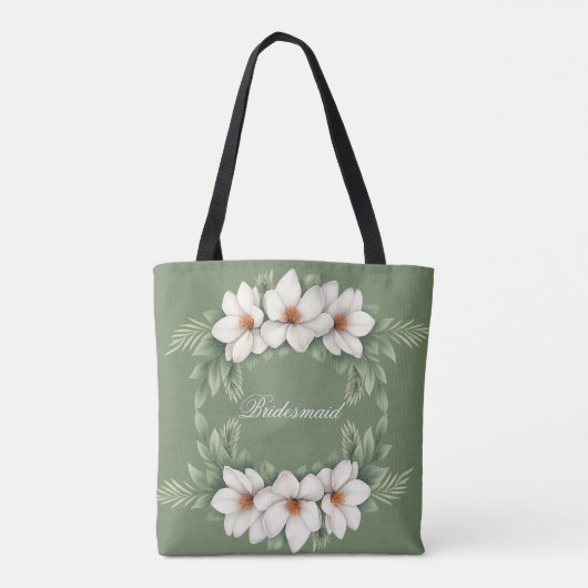 Team Bride Magnolia Winter Wedding Pine Tree Tote Bag (Achterkant)