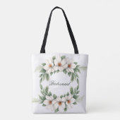 Team Bride Magnolia Winter Wedding Pine Tree Tote Bag (Achterkant)